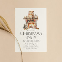 水モダン色クリスマスパーティの招待状