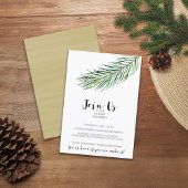 水モダン色クリスマスブランチ金ゴールド 招待状