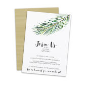 水モダン色クリスマスブランチ金ゴールド 招待状