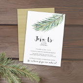 水モダン色クリスマスブランチ金ゴールド 招待状