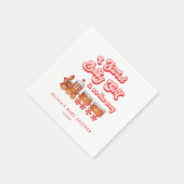 水モダン色クリスマスベビーシャワー スタンダードカクテルナプキン (角)