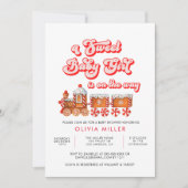 水モダン色クリスマスベビーシャワー 招待状 (正面)