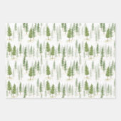 水モダン色クリスマスホリデーグリーンツリーズ ラッピングペーパーシート (正面)