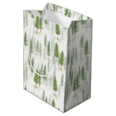 水モダン色クリスマスホリデーパインツリーズ ミディアムペーパーバッグ (裏面アングル)