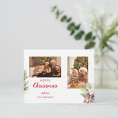 水モダン色クリスマスボタニカルツーフォト シーズンポストカード (スタンド正面)