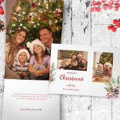 水モダン色クリスマスボタニカルツーフォト 三つ折りクリスマスカード