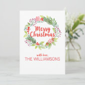 水モダン色クリスマスリース写真 シーズンカード (スタンド正面)