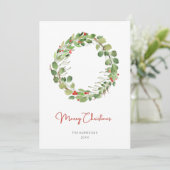 水モダン色クリスマスリース シーズンカード (スタンド正面)