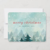 水モダン色クリスマス冬の雪の森 シーズンカード (正面)