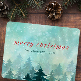 水モダン色クリスマス冬の雪の森 シーズンカード