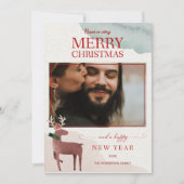 水モダン色クリスマス家族の写真 シーズンカード (正面)