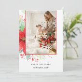 水モダン色クリスマス植物写真 シーズンカード (スタンド正面)