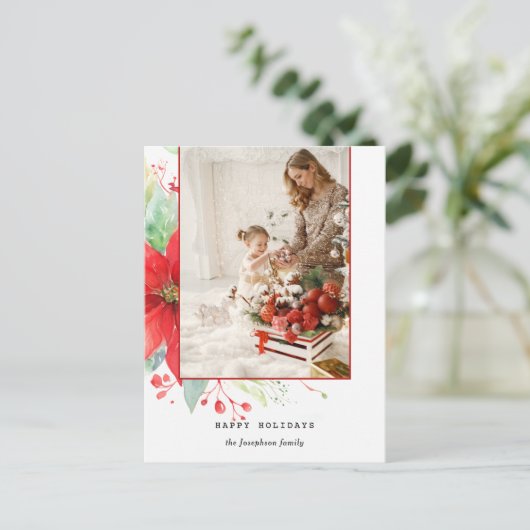 水モダン色クリスマス植物写真 シーズンポストカード (スタンド正面)