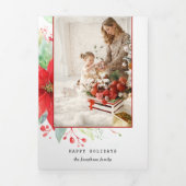 水モダン色クリスマス植物写真 三つ折りカード (カバー)