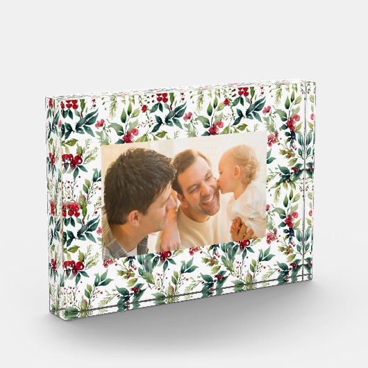 水モダン色クリスマス植物枠 フォトブロック (左)