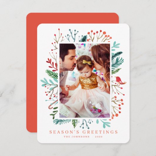 水モダン色クリスマス観葉植物薬 シーズンカード (正面/裏面)