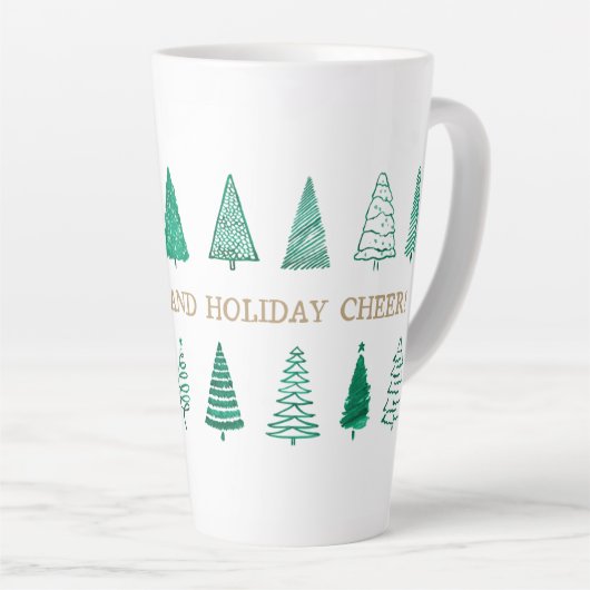 水モダン色クリスマスX-mas木クラシック々 カフェラテマグ (右アングル)