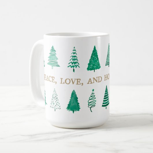 水モダン色クリスマスX-mas木クラシック々 コーヒーマグカップ (正面左)