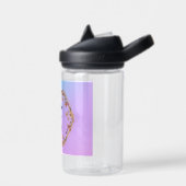 水モダン色グラデーション花モノグラム名 ウォーターボトル (左面)