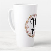 水モダン色グラデーション花モノグラム名 カフェラテマグ (左アングル)