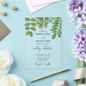 水モダン色グリーナリーエメラルドグリーン結婚ズ アクリル招待状 (インサイチュ (ウェディング))