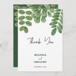 水モダン色グリーナリーエメラルドグリーン結婚ズ サンキューカード