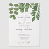 水モダン色グリーナリーエメラルドグリーン結婚ズ ベラム紙招待状 (正面)