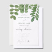 水モダン色グリーナリーエメラルドグリーン結婚ズ ベラム紙招待状 (オフセット)