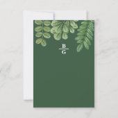 水モダン色グリーナリーエメラルドグリーン結婚ズ 出欠カード (裏面)