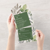 水モダン色グリーナリーエメラルド結婚ズ オールインワン招待状 (貼ってはがせる)