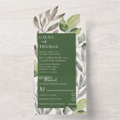 水モダン色グリーナリーエメラルド結婚ズ オールインワン招待状 (内側)