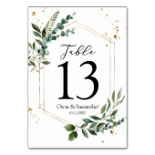 水モダン色グリーナリーユーカリ金ゴールド枠 テーブルナンバー (裏面)