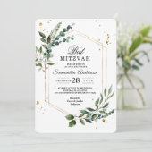 水モダン色グリーナリーユーカリ金ゴールド枠 招待状 (スタンド正面)