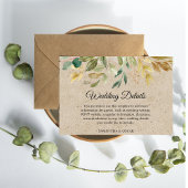 水モダン色グリーナリーリーフクラフトフレーム&金ゴールド エンクロージャーカード