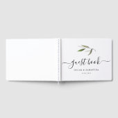 水モダン色グリーンオリーブブランチ ゲストブック (全面)