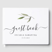 水モダン色グリーンオリーブブランチ ゲストブック (正面)