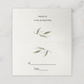 水モダン色グリーンオリーブブランチ プレイスカード (外部開封)