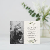 水モダン色グリーンオリーブブランチ 案内ポストカード (スタンド正面)