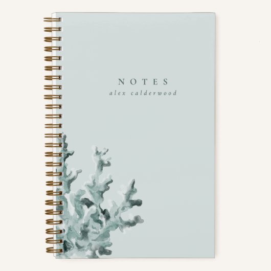 水モダン色グリーンシーコーラルパーソナライズされた ノートブック (正面)
