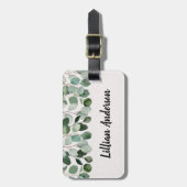 水モダン色グリーンユーカリフローラ ラゲッジタグ (正面縦)