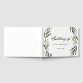 水モダン色グリーンリーフ結婚のゲストブック ゲストブック (全面)