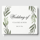 水モダン色グリーンリーフ結婚のゲストブック ゲストブック (正面)