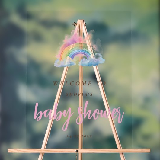 水モダン色グリーン葉ブランチ アクリルサイン (ニュートラル)