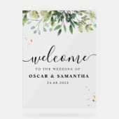 水モダン色グリーン葉ブランチ アクリルサイン (正面)