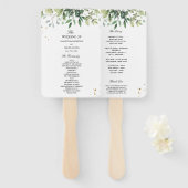 水モダン色グリーン葉ブランチ ハンドファン (正面&裏面)