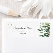 水モダン色グリーン葉ブランチ ラベル (インサイチュ)