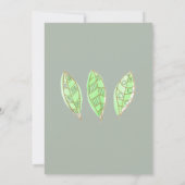 水モダン色グリーン金ゴールド葉ベビーシャワー 招待状 (裏面)