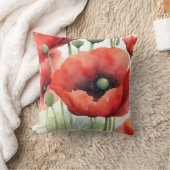 水モダン色ケシ クッション (ブランケット)