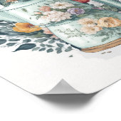 水モダン色コーヒーボタニカルフローラキッチン ポスター (角)