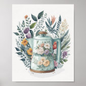 水モダン色コーヒーボタニカルフローラキッチン ポスター (正面)